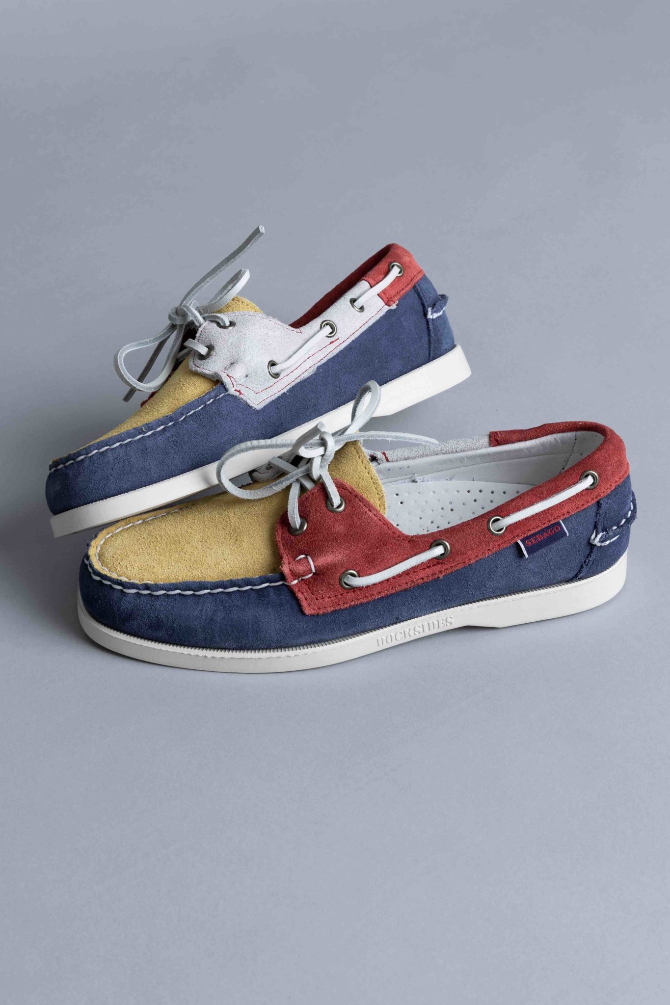 Sebago Docksides Portland Blue Yellow Red Jib Flags Centrevillestore