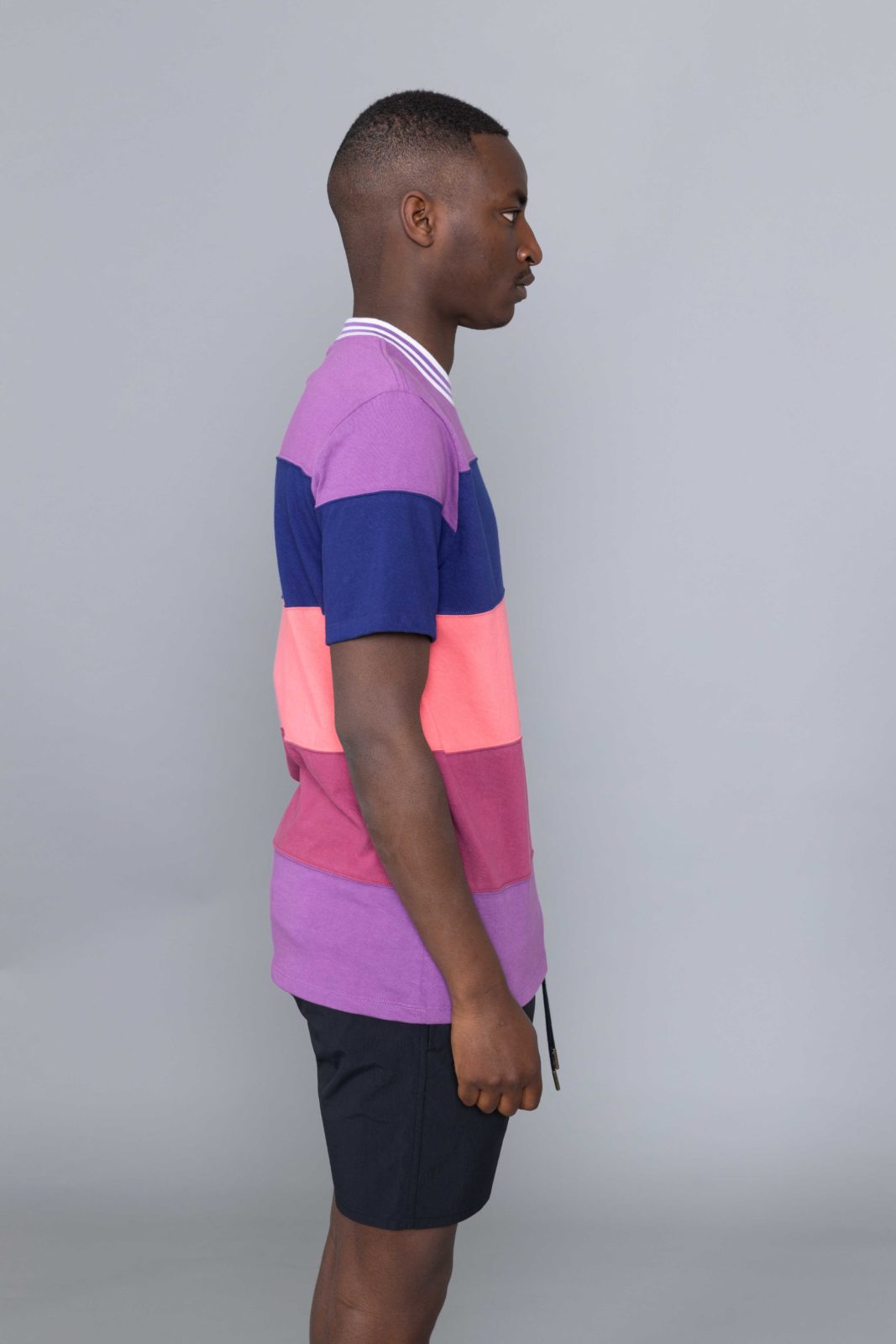 Aime Leon Dore Striped Ribbed Collar Tee Purple men store