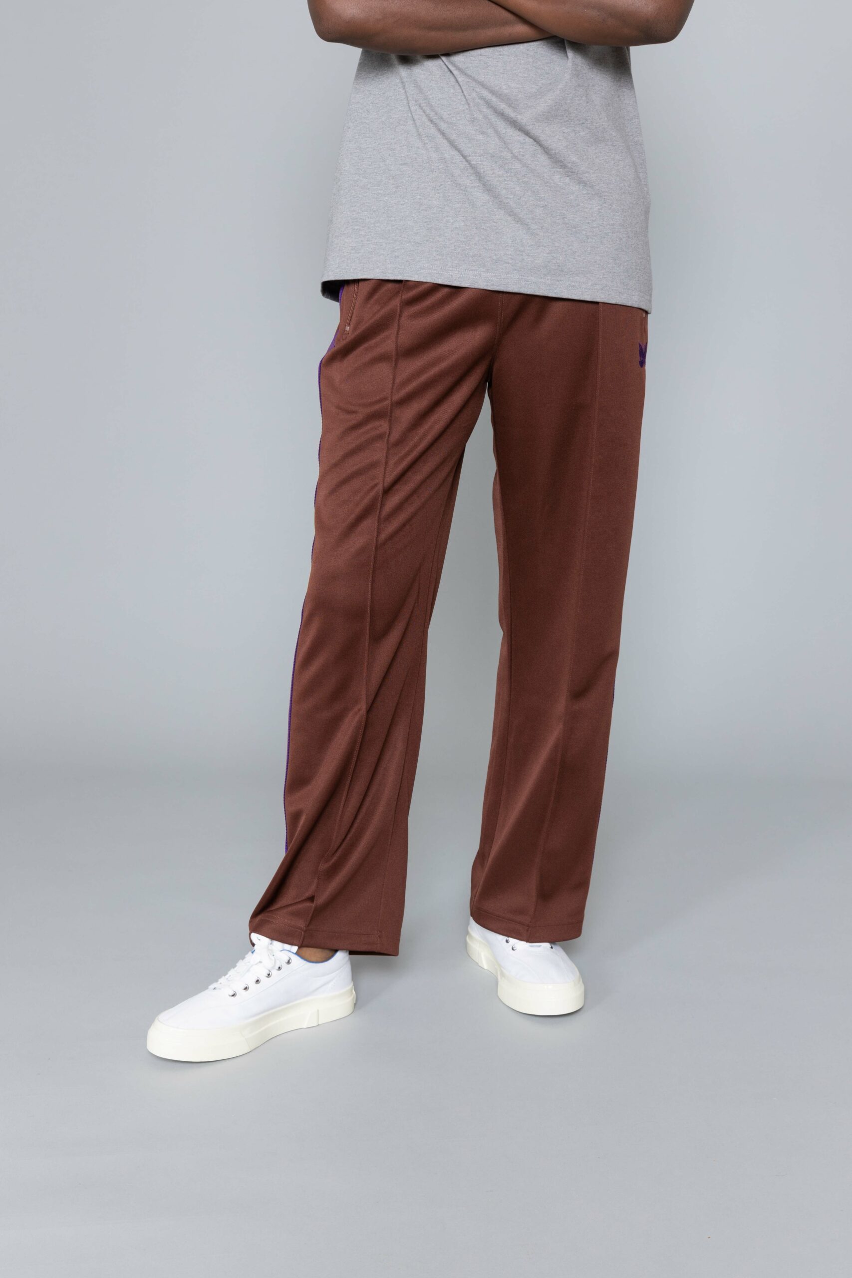 Needles Track Pant Poly Smooth Brown japan - Centrevillestore