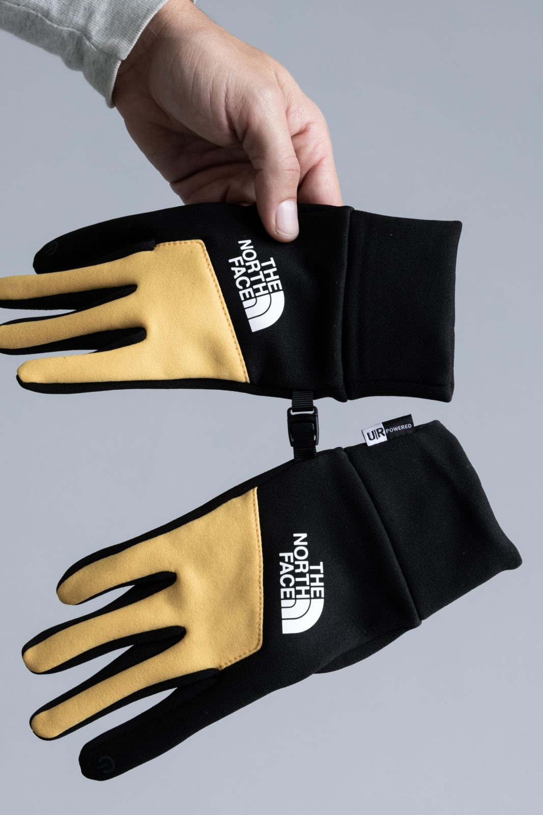 yellow north face gloves