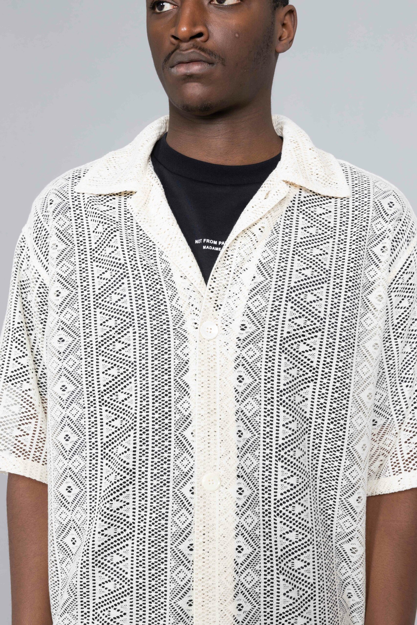 Drole de Monsieur Laced Oversized Shirt Beige sales - Centrevillestore