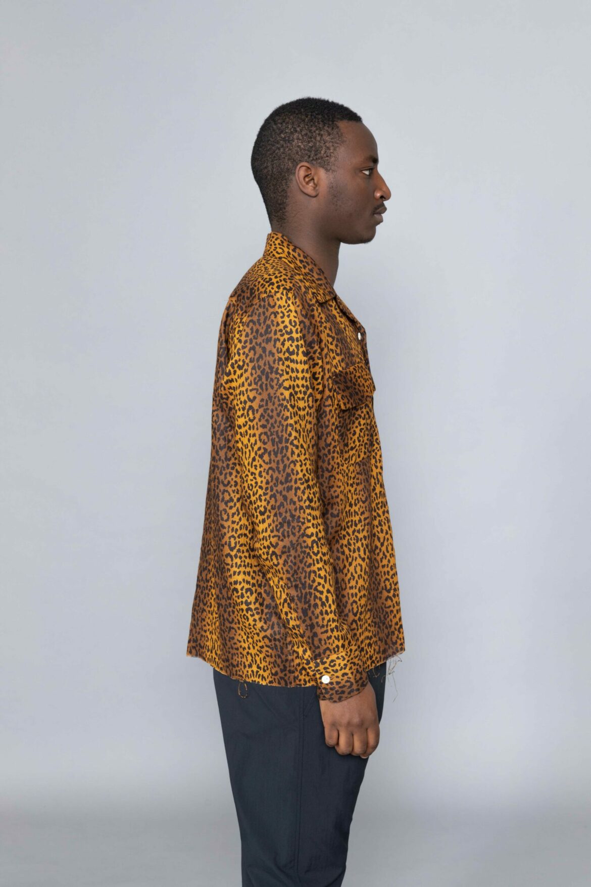 Needles Cut-Off Bottom Classic Shirt Leopard Print Brown nepenthes