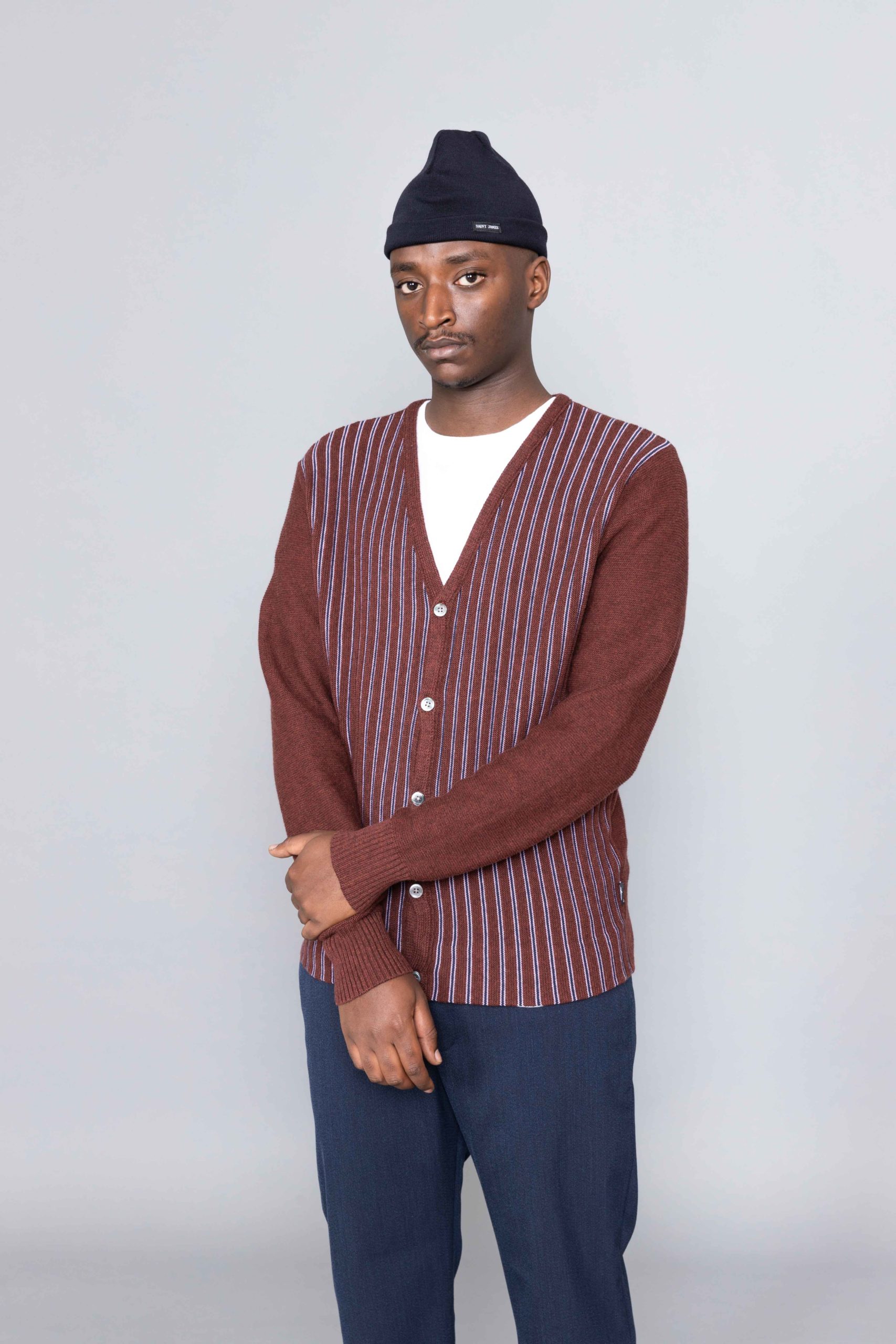 Stussy Stripe Cardigan burgundy - Centrevillestore