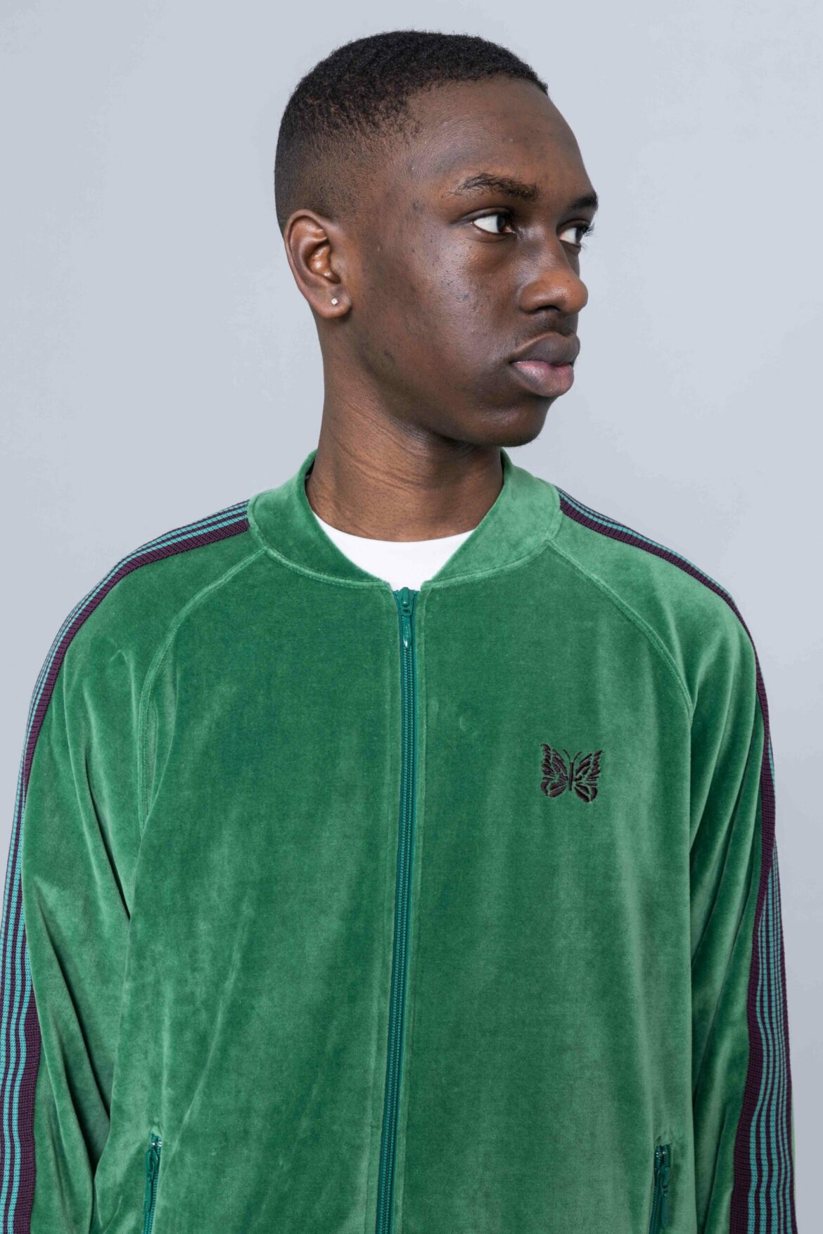 Needles Rib Collar Track Jacket Velour Green men store