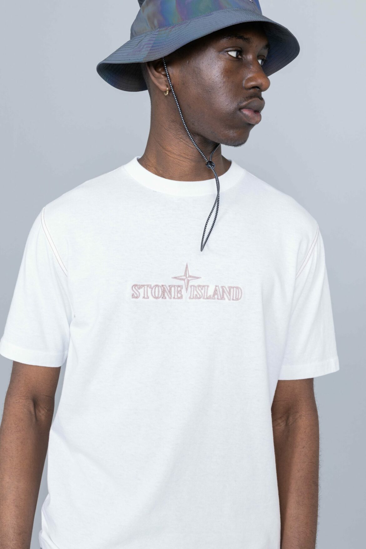 Stone Island Embroidered Logo Tshirt White bruxelles