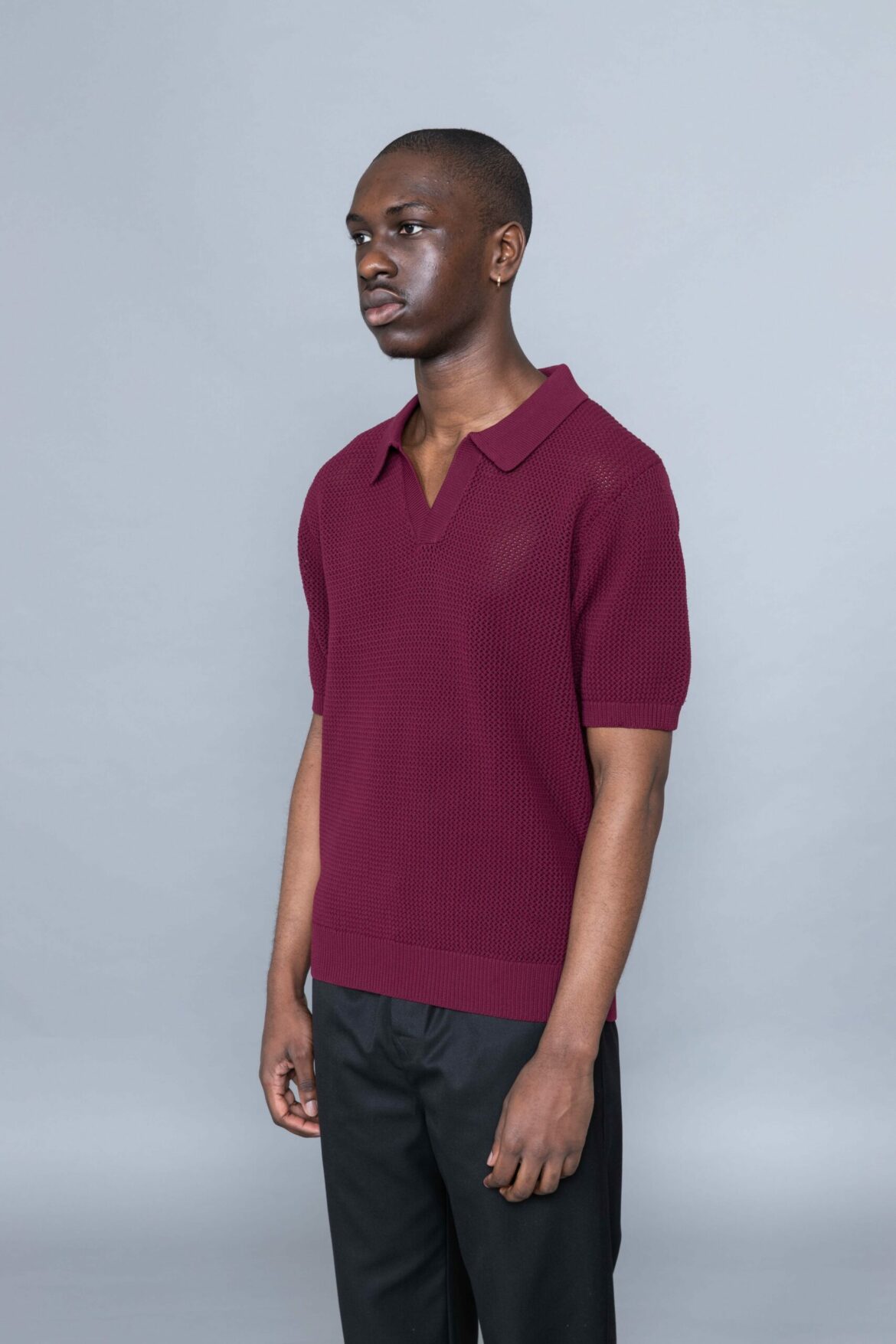 Stussy Cable Mesh SS Polo maroon - Centrevillestore
