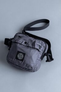 Stone Island Mussola Gommata Canvas Print Bag Blue Grey