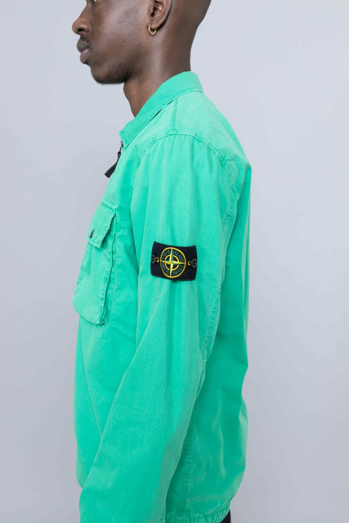 Stone Island Old Effect Zip Overshirt Green bruxelles