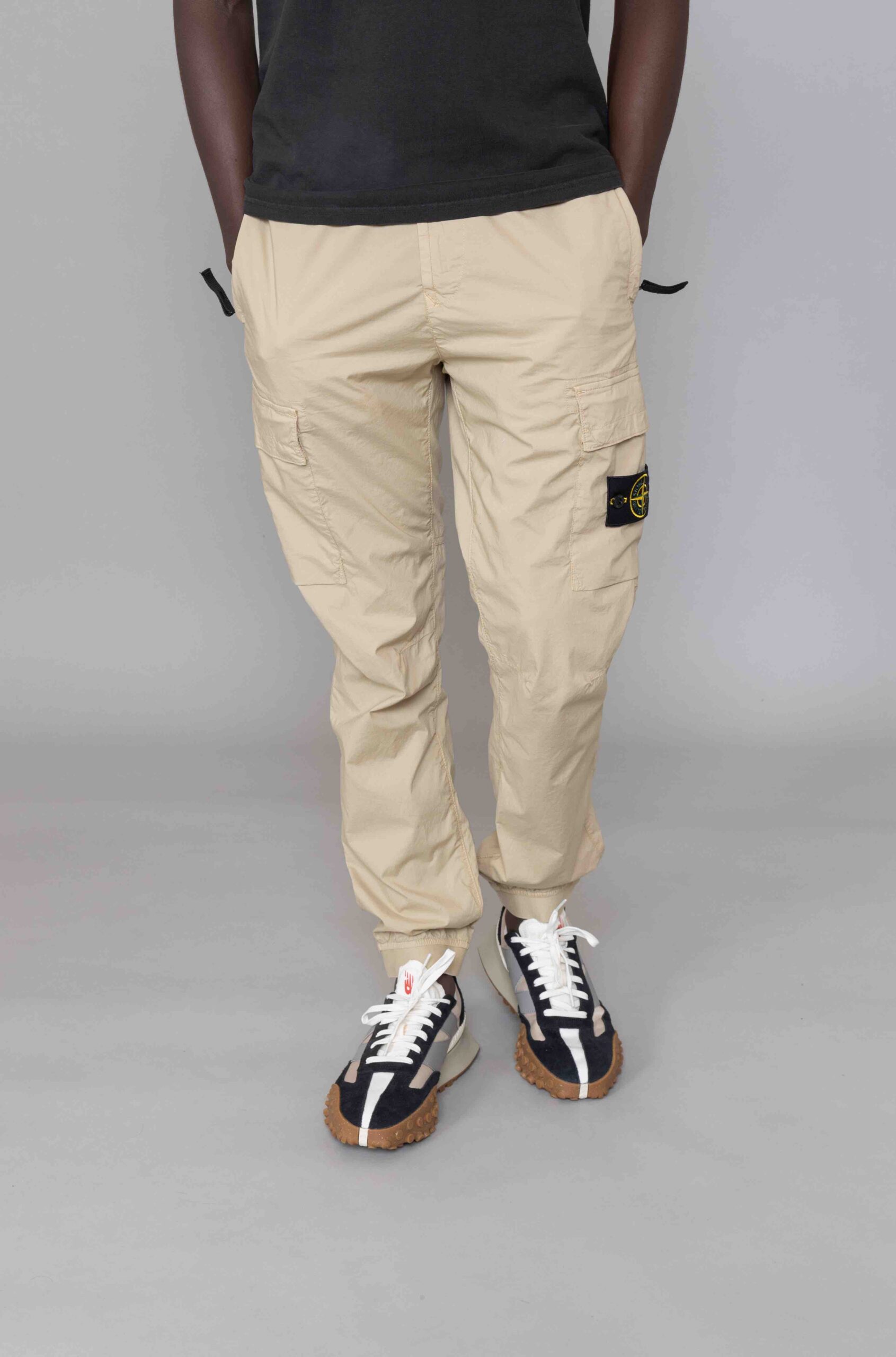 beige stone island cargos