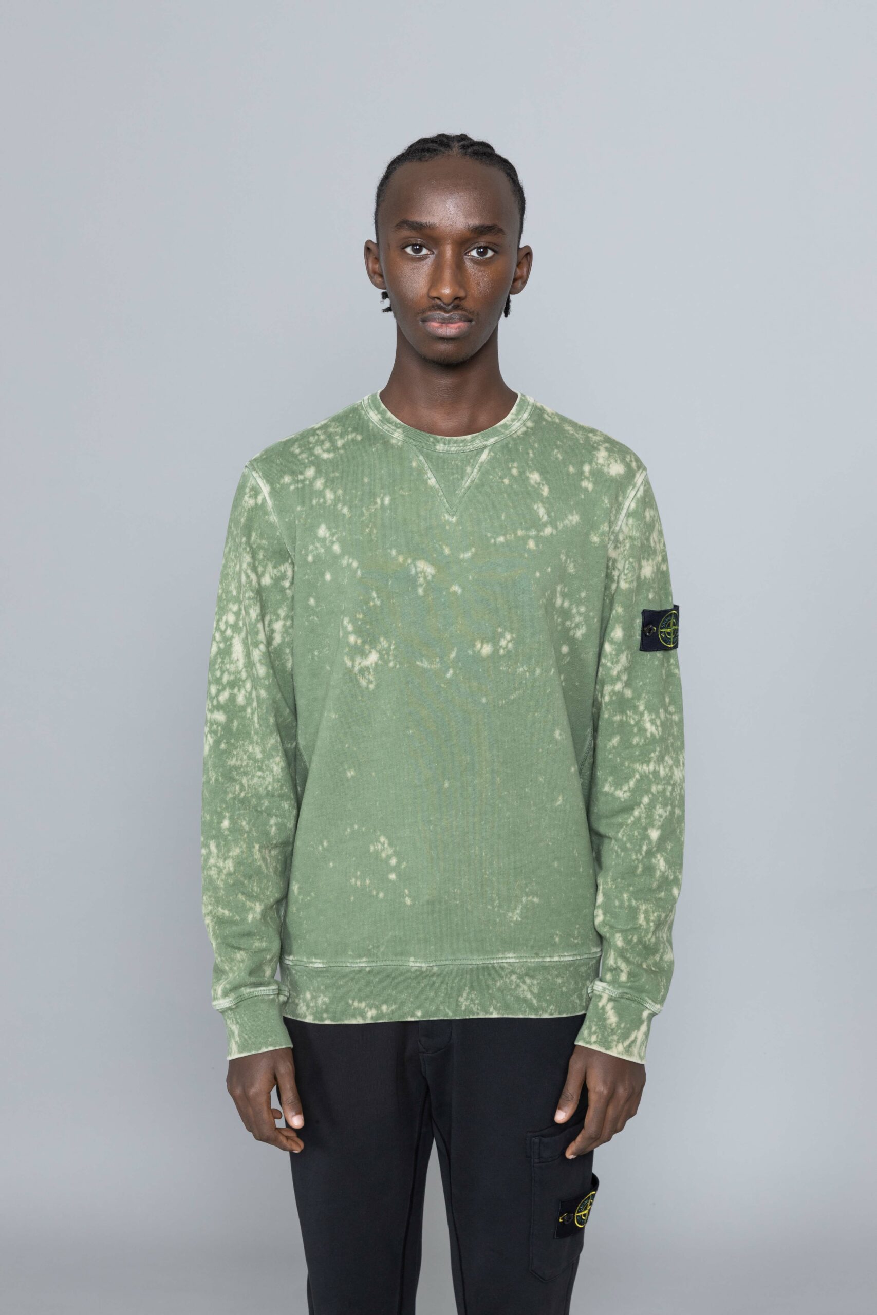 stone island cotton fleece sweatshirt